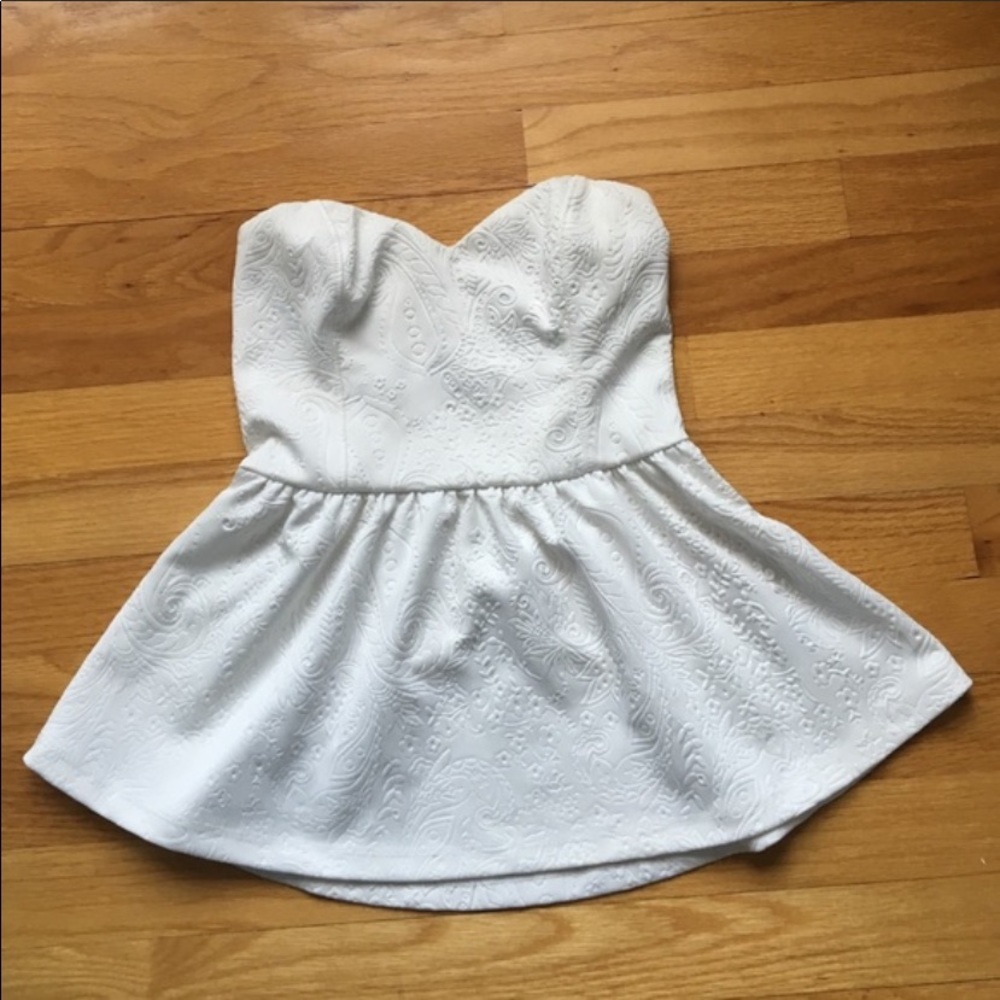 Urban Outfitters White Strapless Peplum Top!